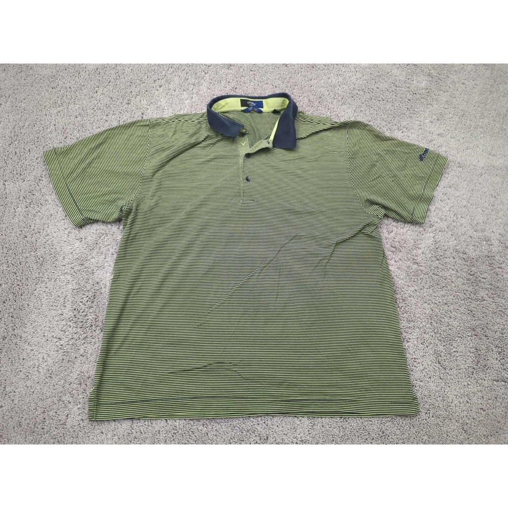 Callaway Collection Polo‎ Shirt Mens XXL Green Striped Short Sleeve CGG Veritas